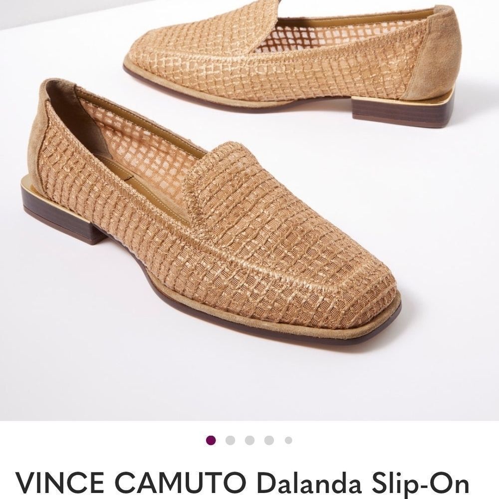 Vince Camuto Woven Tan Slip-On Loafers